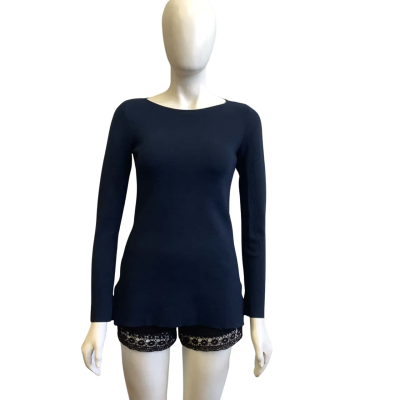 Witchery Women's Size XXS Long Sleeve Top Navy Blue 