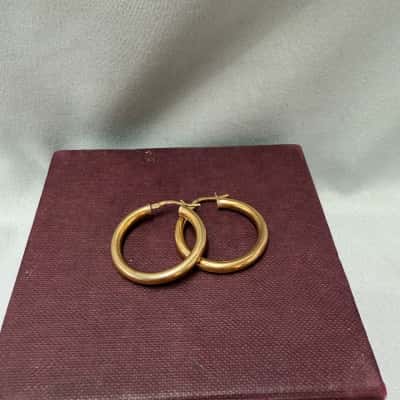 925 Yellow Gold Plated Hoop Earrings 