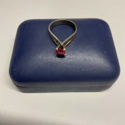  Womens Ring Pink created ruby/ sterling Silver size N