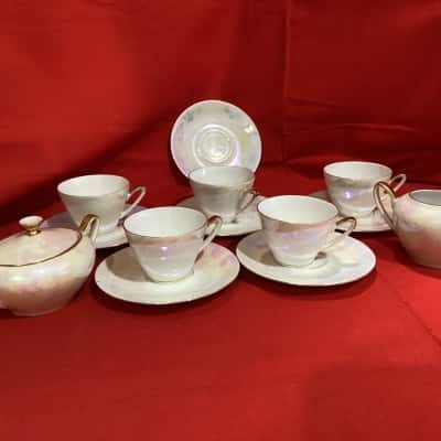 Vintage Opal Iridescent Lustre finish Tea Set (Incomplete)