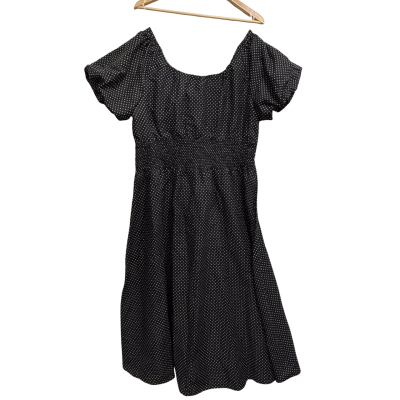 Liz Jordan, Womens, Size 16, black with white polka dots shoulder-less, sleeved dress