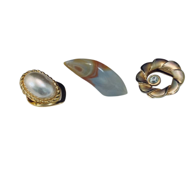 Vintage Agate tie bar with 2 x shoe clips