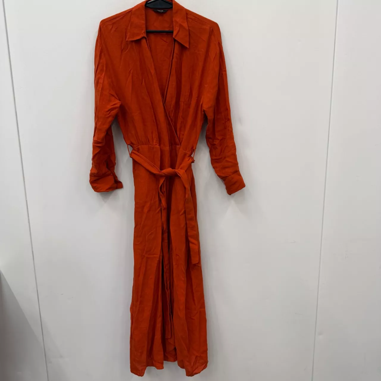 Massimo Dutti 100% Linen Orange Wrap Dress - Size M - Used Good ...
