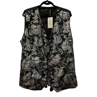 Zeroyaa Womens  Size XL Black & Silver Paisley Vest