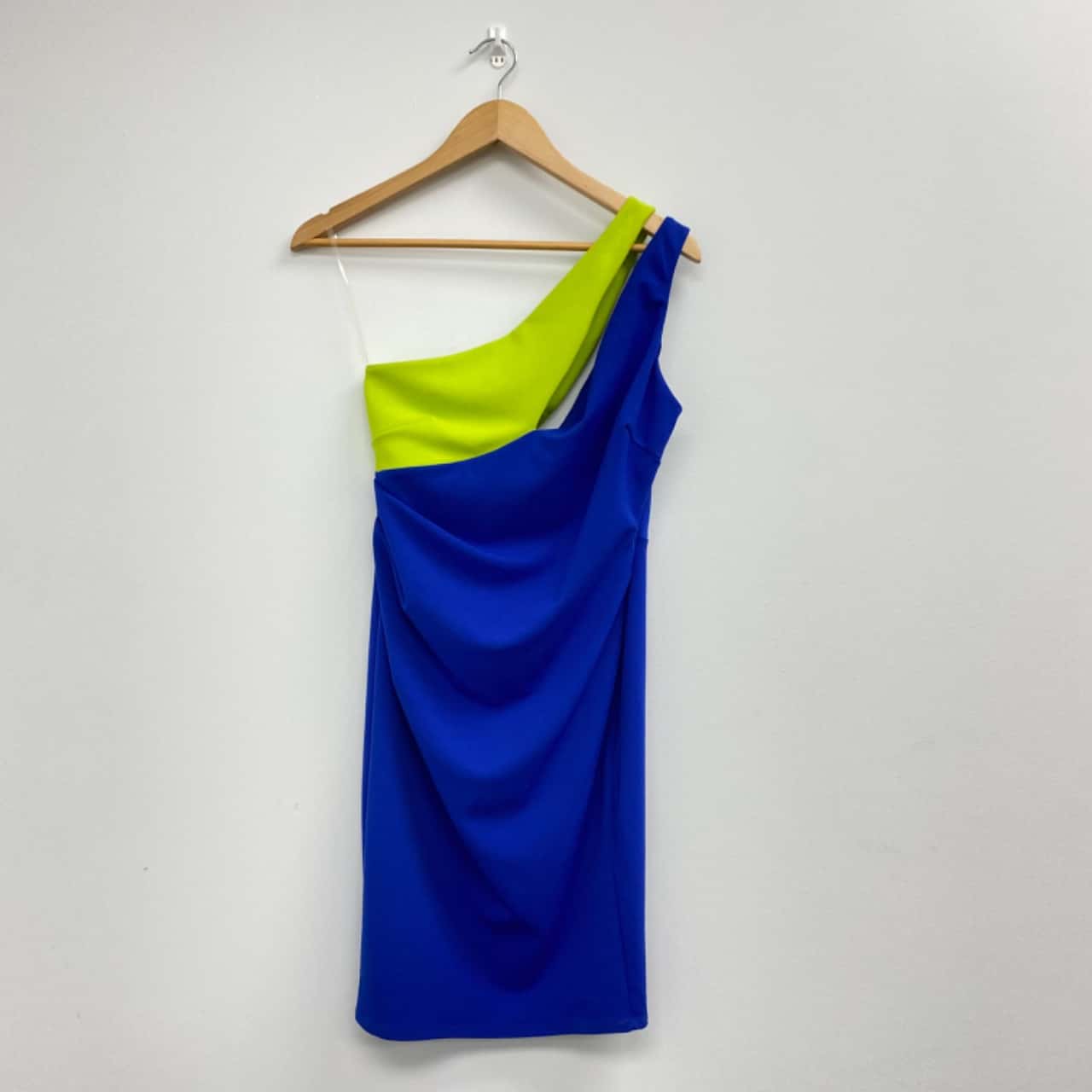 City Goddess London One Shoulder Cut Out Party Dress Royal Lime Size 10 / M