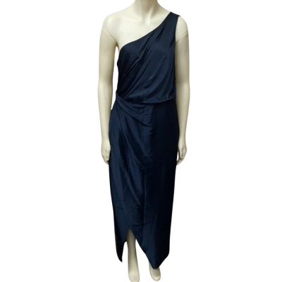 BNWT Forever New Womens Size 16 Navy Blue Shoulder Satin Dress 