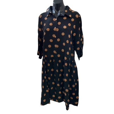 NEW COLLECTION  Womens  Size 14 Babydoll Dress Black  / Brown / Polka Dot 