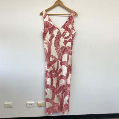 AERE Pink Marie Print Satin Thick Strap Slip Dress Size 12 