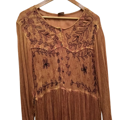  vintage Womens Rayon dress Size M Brown 