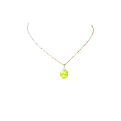 Silver 925 Necklace Chain W/Green Swirl Pendant
