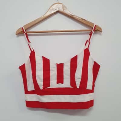 Review Women's Size 10 Flamingo Stripe Top Red & White - New With Tags