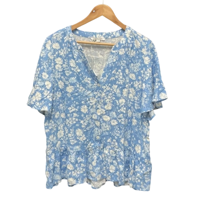 Grae Linen Womens  Size 14 Blue / White top