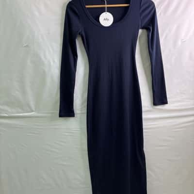 Ally Fashion Womens  Size XS Bodycon Dress Navy Blue 