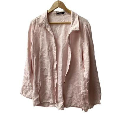 David Jones Womens  Size 16 Long Sleeve Shirt Pink  100% linen F