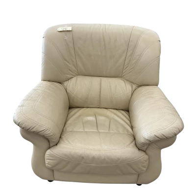 Beige Leather Single Sofa 