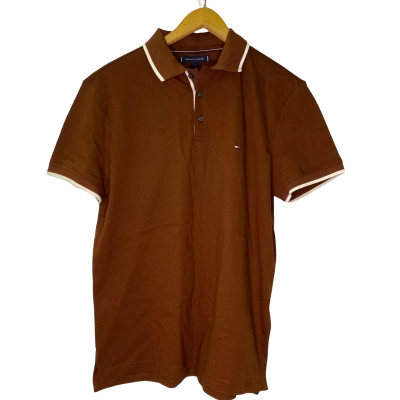Tommy Hilfiger Mens  Size S Polo Shirt Brown / Off White 