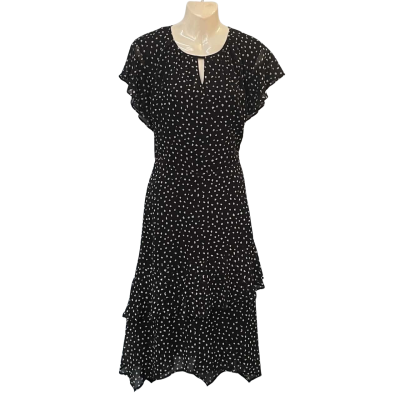 Stella Womens  Size 14 Midi Dress / Party Dress / Short Sleeve Dress  Black  / White 