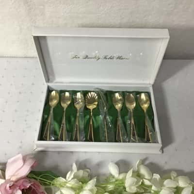 Fine Quality Table Ware Retro Gold Plated / Black Pattern Spoon Set (boxed)