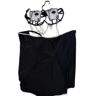 Casino Royale Ace of Spades Rhinestone Bodysuit Costume | Festival & Performance Wear