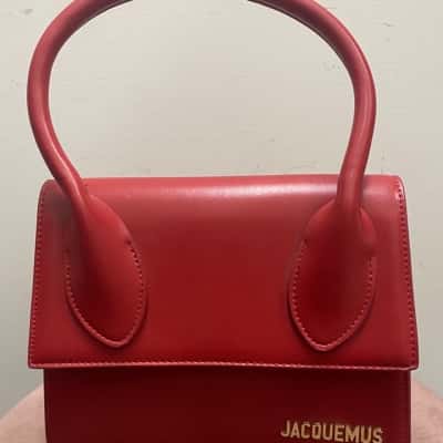 JACQUEMUS - Designer Maroon Leather Handag