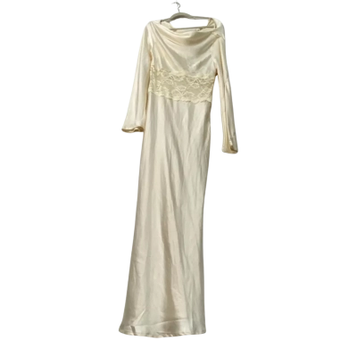 BNWT Selfie Leslie Womens Cowl Neck Satin Maxi Dress Size 14 Oyster