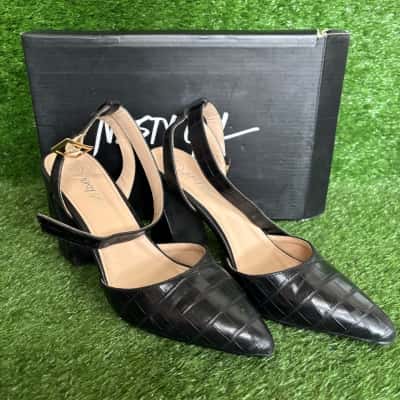 Nasty Gal Black Faux Croc Heels Size 5 (38)