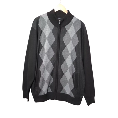 Elliott's Mens Size 2XL Black and Grey Zip Up Cardigan 
