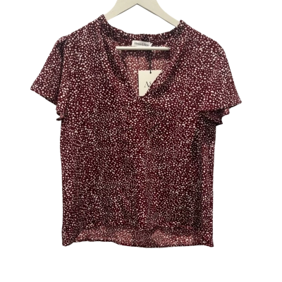 Atmos&Here Womens  Size 12 Blouse Maroon / White 