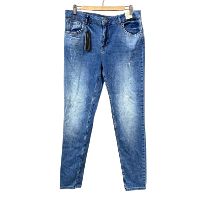 Forever New Blue Straight Leg Distressed Jeans Size 12