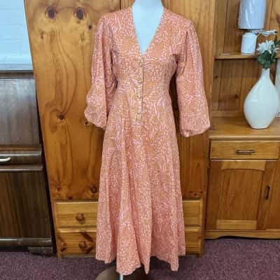 Apero Label Womens  Size S Midi Dress Burnt Orange / Purple 