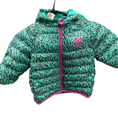 Adidas Kids  Size 1 Puffer Jacket green and black printed
