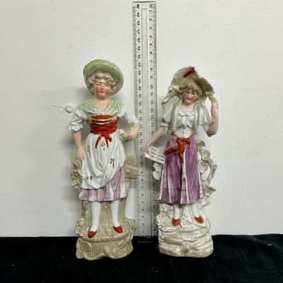 2 x Vintage Porcelain Victorian-style Figurines  
