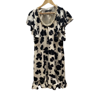 Basque Womens Size 12 Beige & Black Dress 