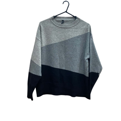 Wishstone Womens Size 12 Grey & Black Wool Crew Neck Jumper