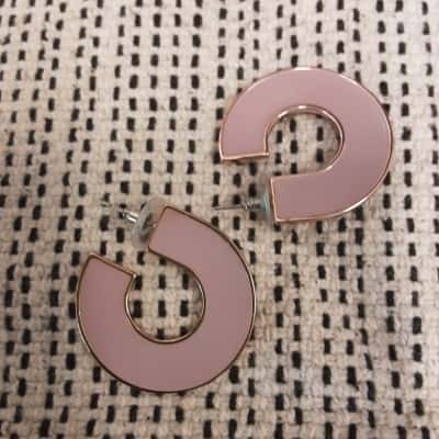 Witchery Womens Earrings Gold with Pink enamel inlay