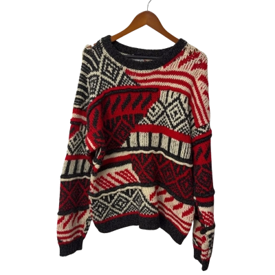 Shetland Wool Size 20 Jumper Black  / Grey / Red see all pics 