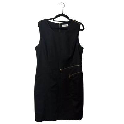 Calvin Klein  Size 12 Black  dress with zips detailing 