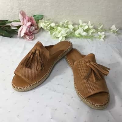 Diana Ferrari Polli Womens Size 39 Tan Brown Pattern Leather Slides