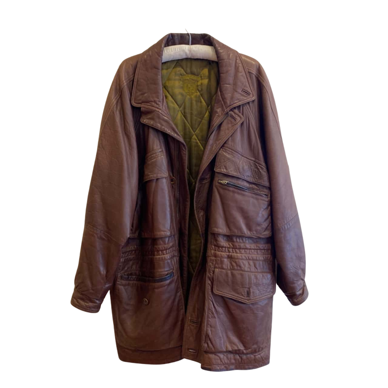 Bogner Size XL Front Zipper / Leather vintage Jacket Brown 4 Front