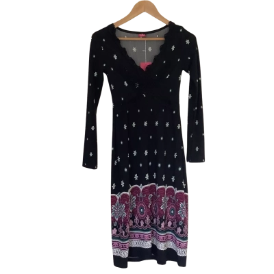 BNWT**. Mazi.  Stretch Fitted Dress. Black Floral.   Size S 