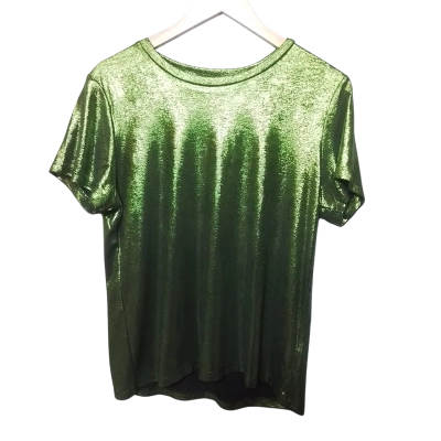 ITALIAN STAR Womens  Size L Short Sleeve Top Green 