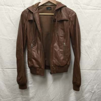 Bardot Womens Size 10 Leather Jacket Brown 