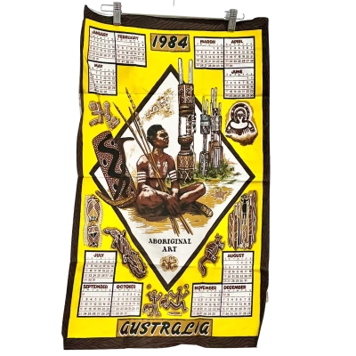 Vintage LINEN Tea Towels Aboriginal Design