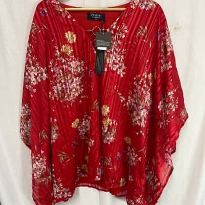 Jacqui-E Womens Size 24 Floral Top Poncho