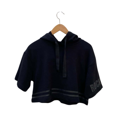 Rockwear Womens  Size 8 Hoodie Short Sleeved Cropped Black  