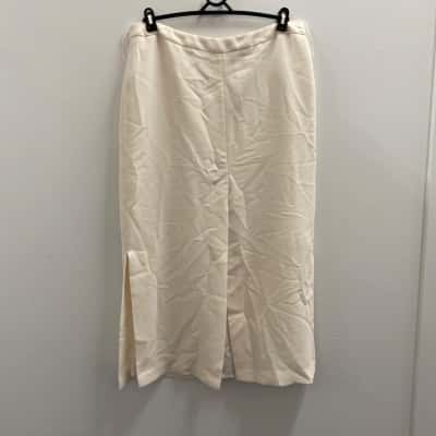 Veronika Maine Womens  Size 16 Midi Skirt Cream 