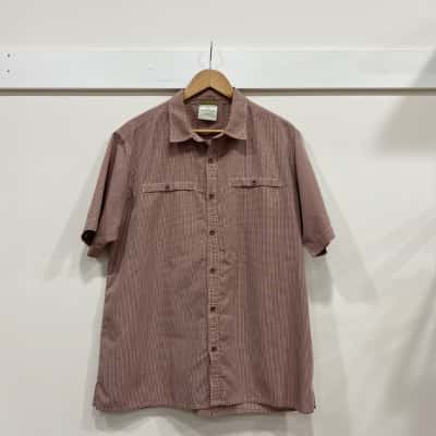Kathmandu Mens  Size XL Short Sleeve Shirt Brown / Checked / White 