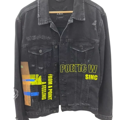 Zara Mens  Size M Denim Jacket Black  