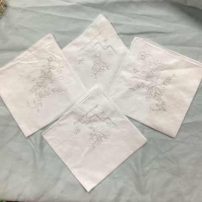 4 embroidered  Cotton hankies Womens   J b