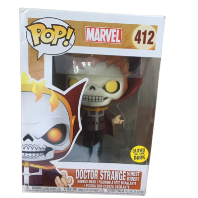 BNIB Funko Pop # 412 Doctor Strange Glow in dark Ghost Rider Bobble Head.  CAB